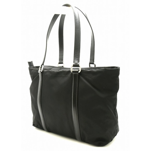 Prada Black Bag Leather Nylon Shoulder Tote - Picture 1 of 9